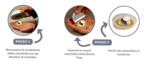 Istruzioni per l'uso della Dome Trap trappola al feromone per coleotteri