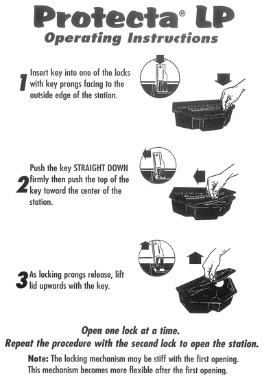 istruzioni apertura con chiave contenitori per topi protecta